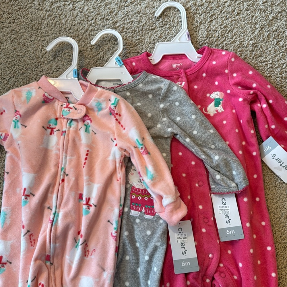 3 New Fleece Onesie for Baby Girls